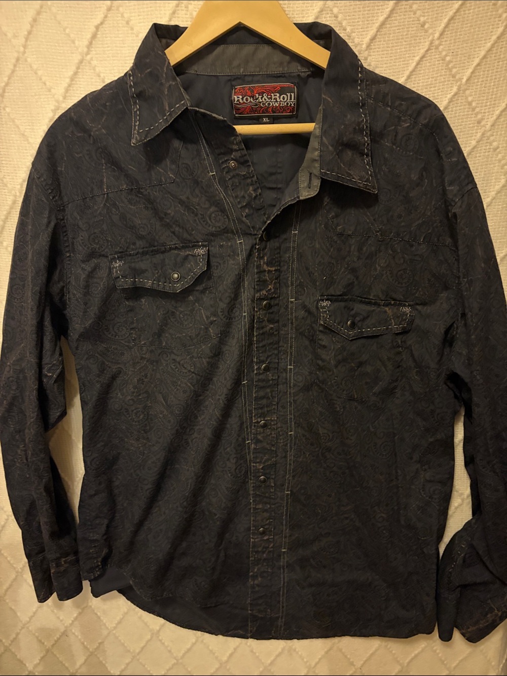 Rock & Roll Cowboy Men's Black Paisley Button-Down Shirt